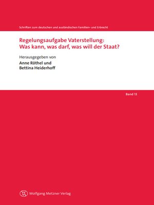 cover image of Regelungsaufgabe Vaterstellung
